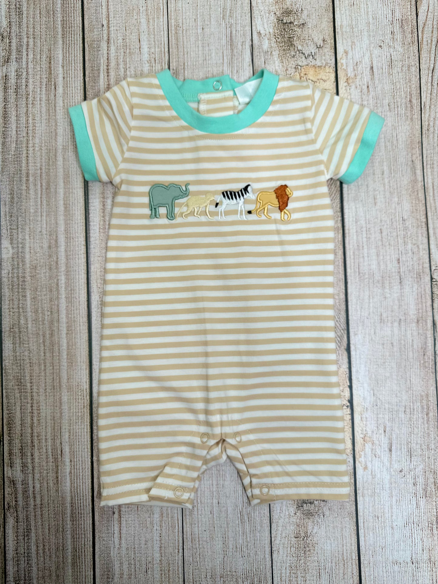 Safari Romper Teal Trim