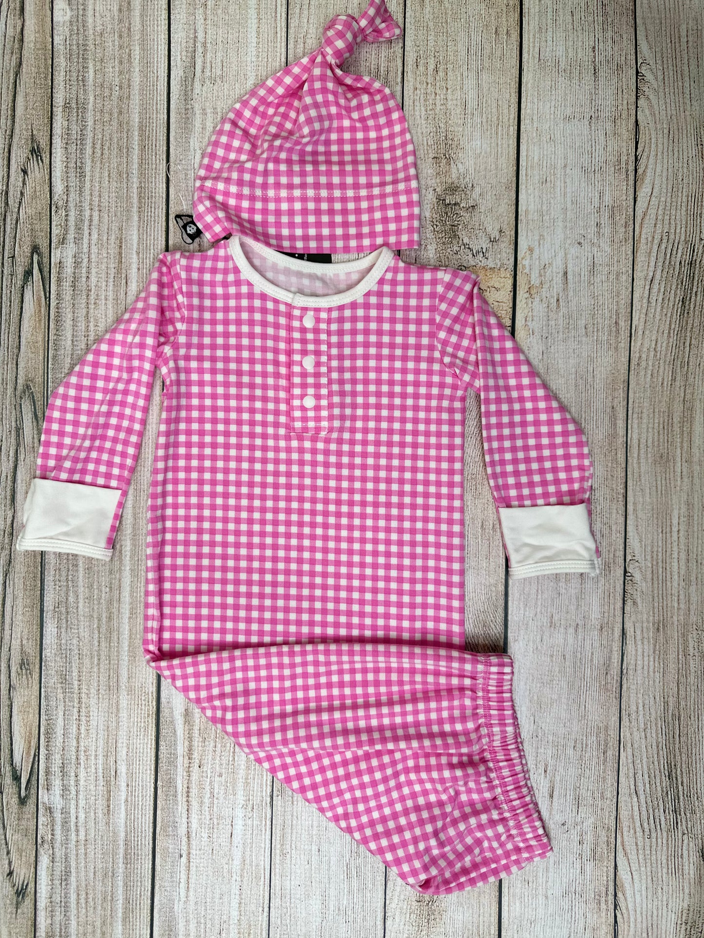 Pink Gingham Gown/Hat