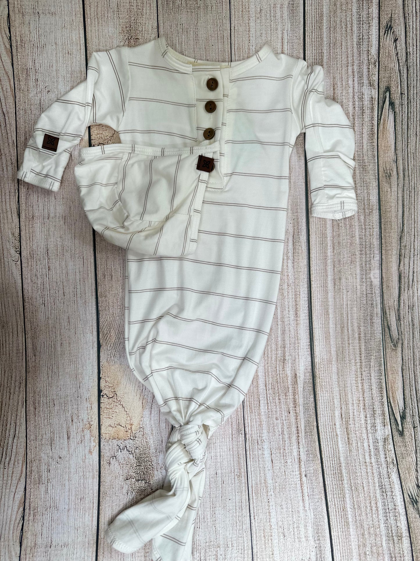 Fawn Stripe Knotted Gown & Hat