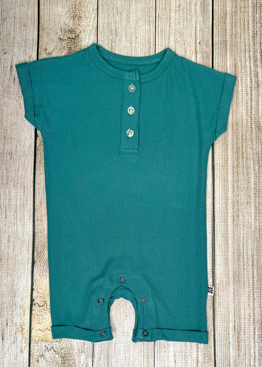 Teal Ribbed Romper