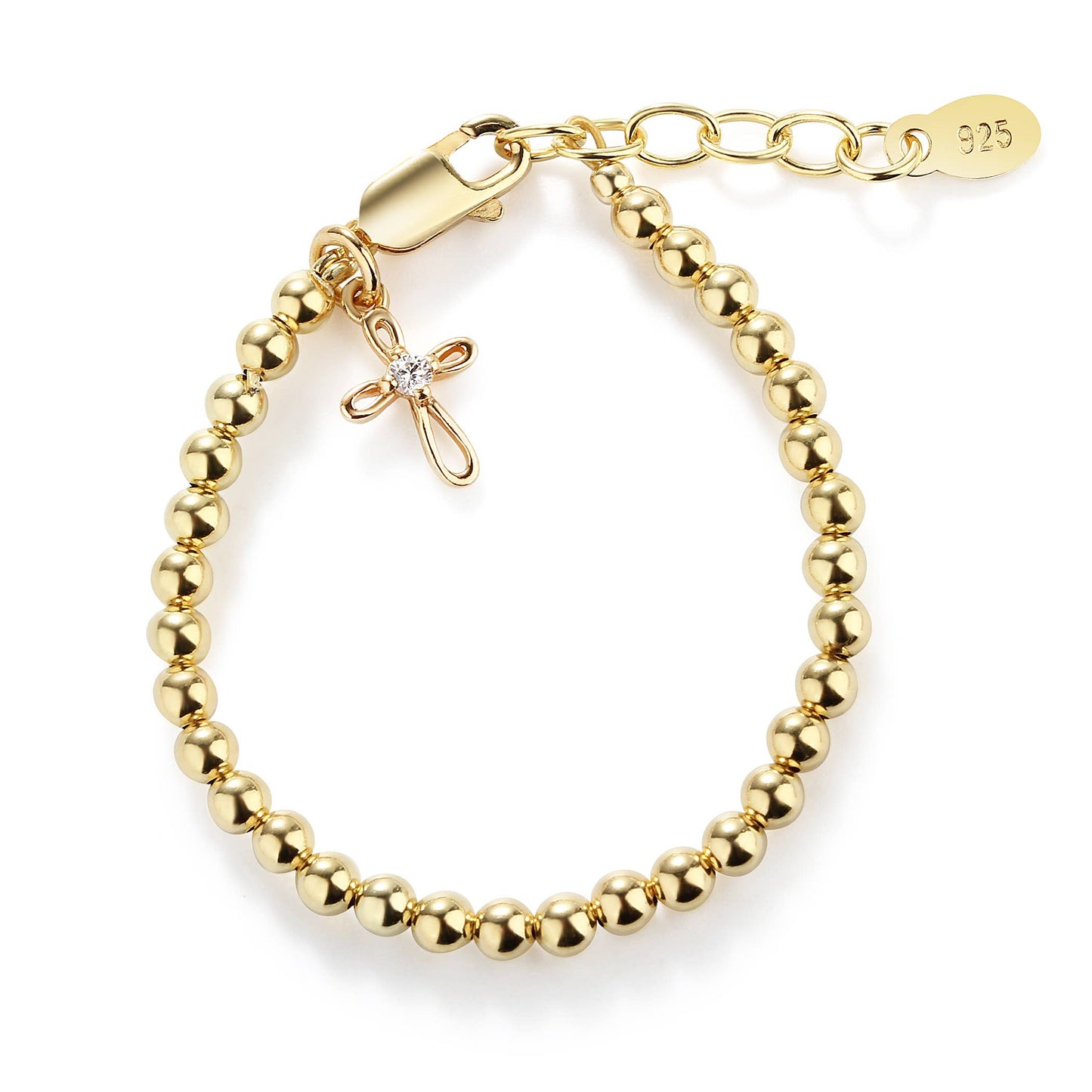 Kids 14K Gold-Plated Cross Bracelet Baby Girl Baptism Gift