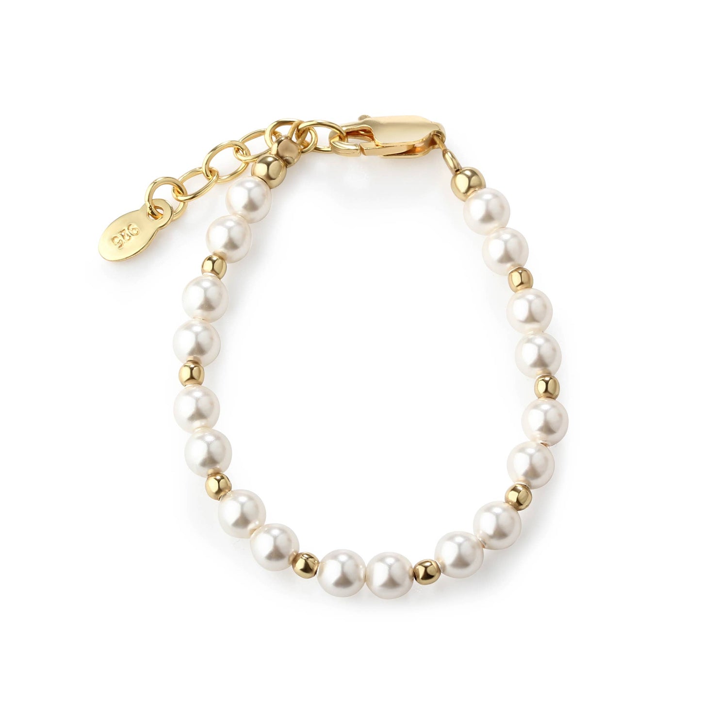 Girls 14K Gold-Plated Pearl Baby Bracelet Children's Jewelry: Small 0-12m