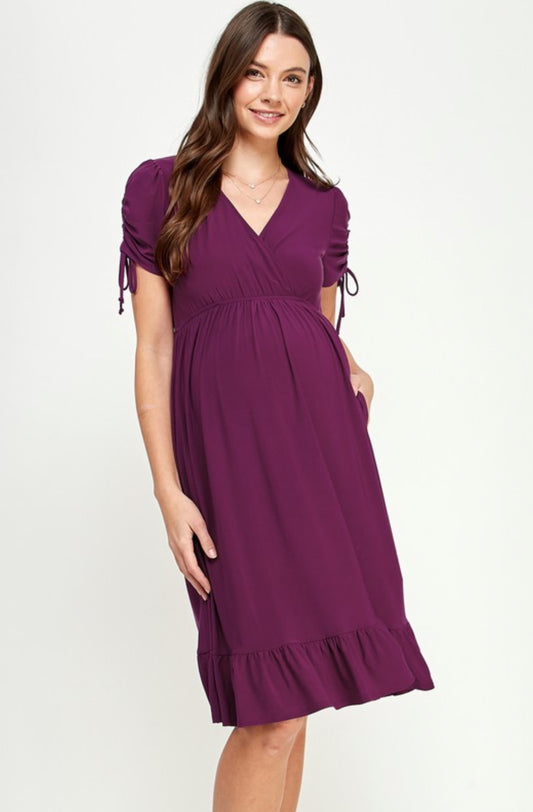 Purple Adjustable Sleeve Dress