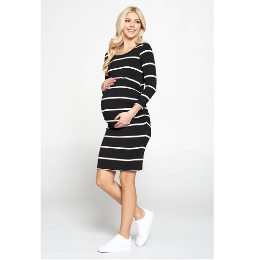 Maternity Bodycon Casual 3/4 Sleeve Dress