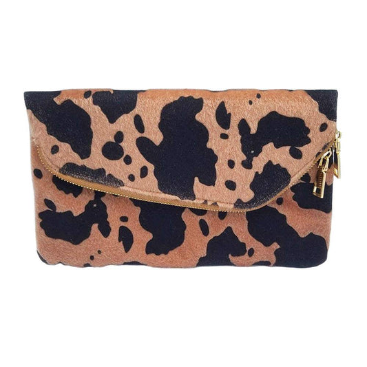 Cow Patterned Folding Clutch Bag