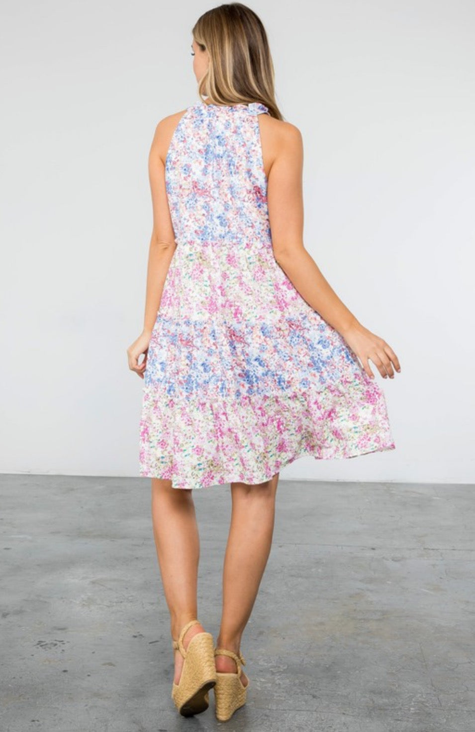 Halter Tassel Tie Flower Dress