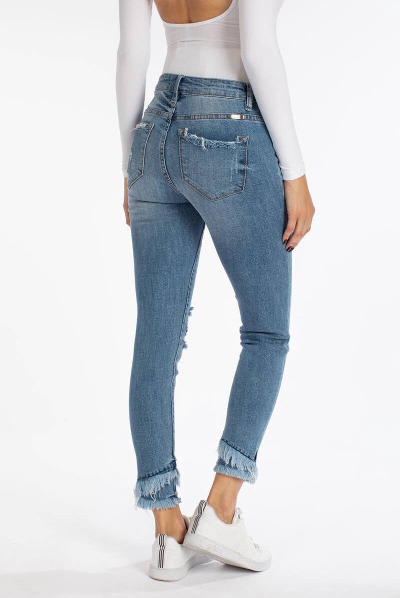 Distressed light washed maternity jeans