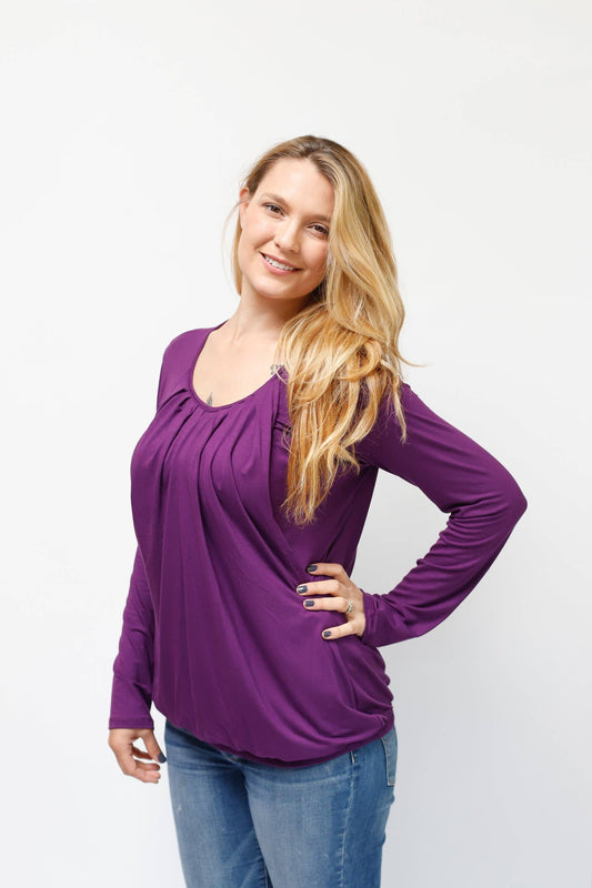 Pleated Nursing Top - Long Sleeve