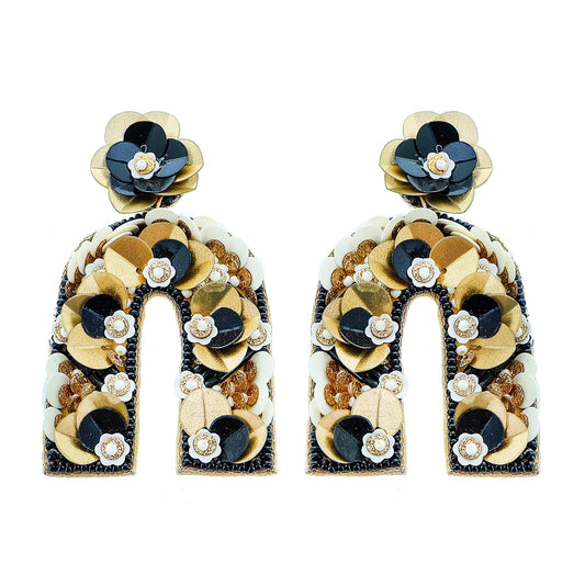 Flower Sequin Arc Earrings