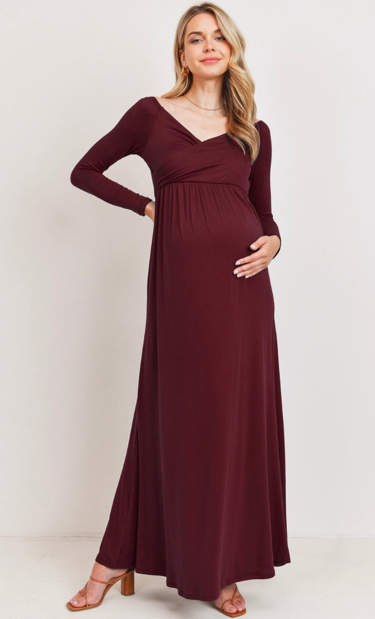 Burgundy Maxi Maternity Dress