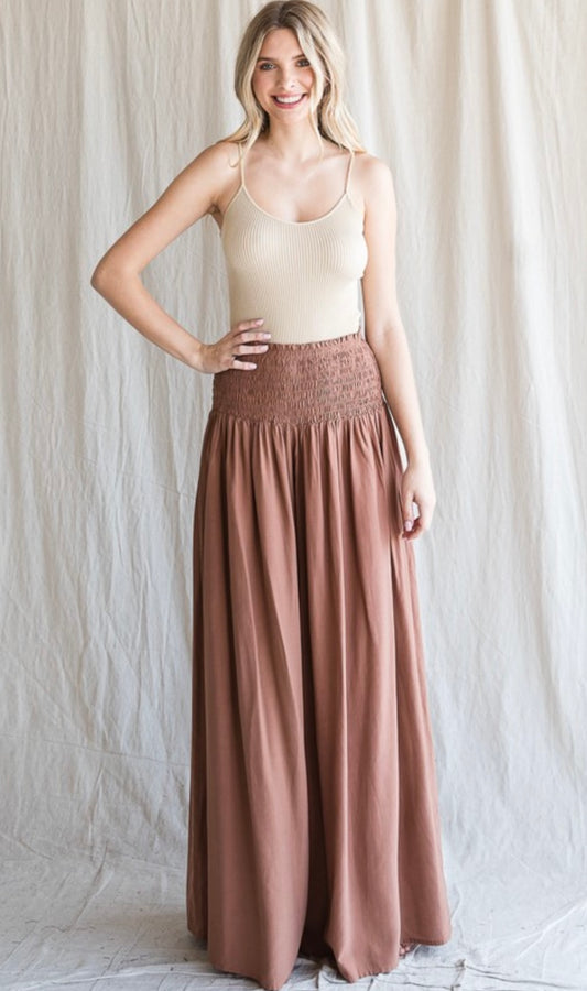 Smocked Waist Palazzo Pants