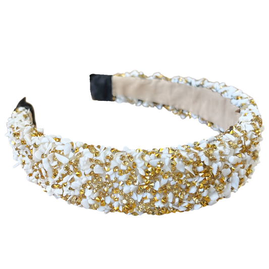 All That Glitters Headband - Cream + Gold