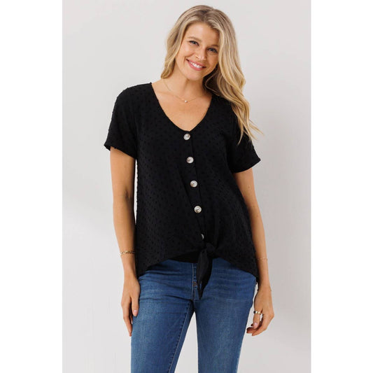 Swiss Dot Button Down Maternity & Nursing Shirt