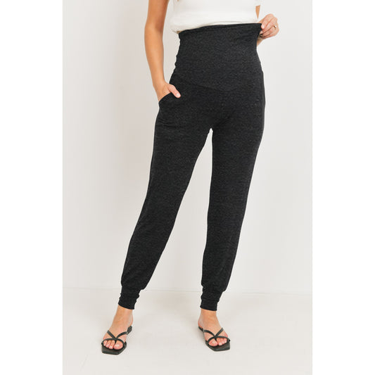 Black Rayon Modal Maternity Jogger Pants