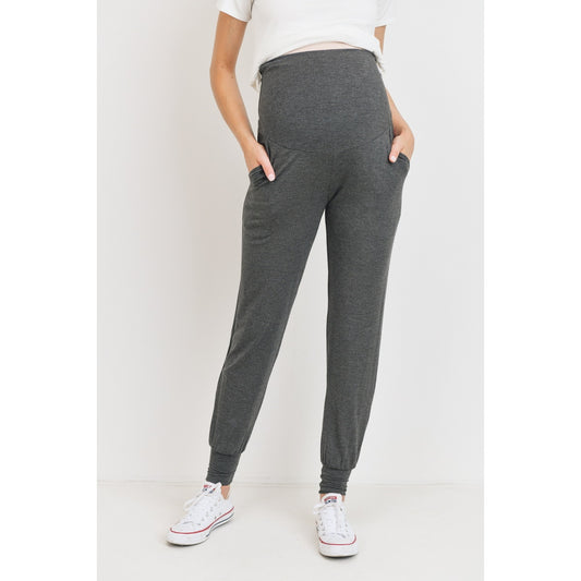 Grey Rayon Modal Maternity Jogger Pants